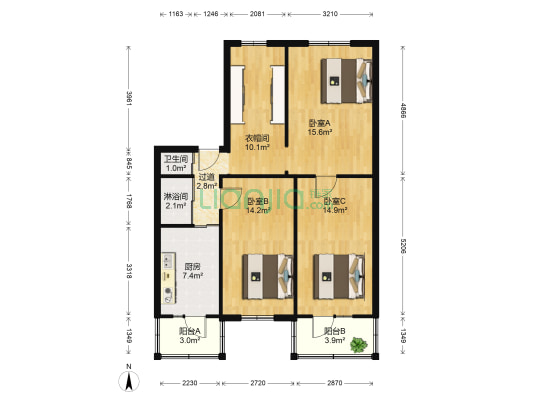 公园街 3室0厅2卫 93平方