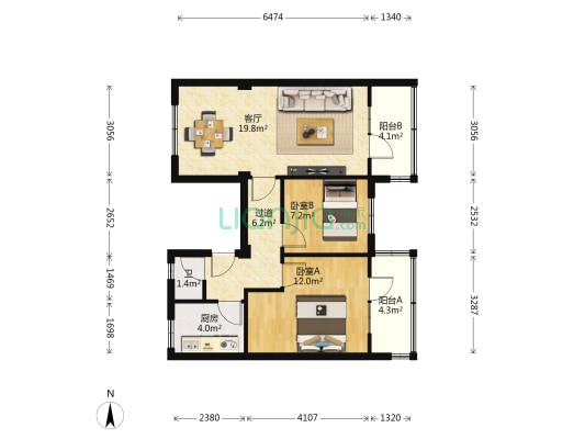 城市管理行政执法局（金塔巷） 2室1厅1卫 66平方