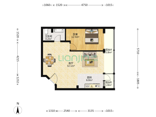 石门村路2号院 1室1厅1卫 81平方