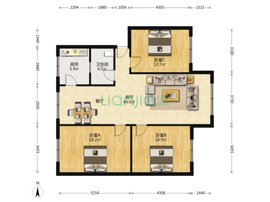 桂西小区 3室1厅1卫 116平方