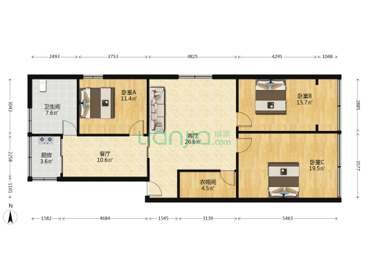 圭山路 3室2厅1卫 117平方