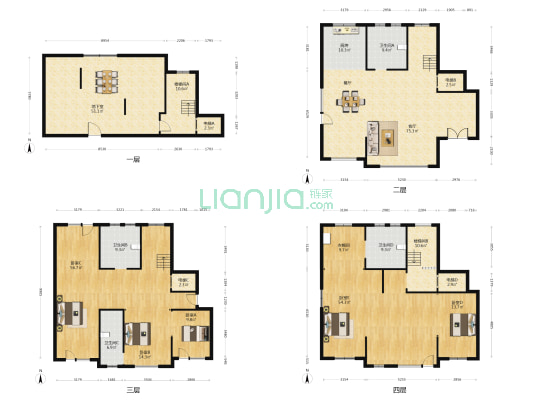 德美花园 5室1厅4卫 348平方