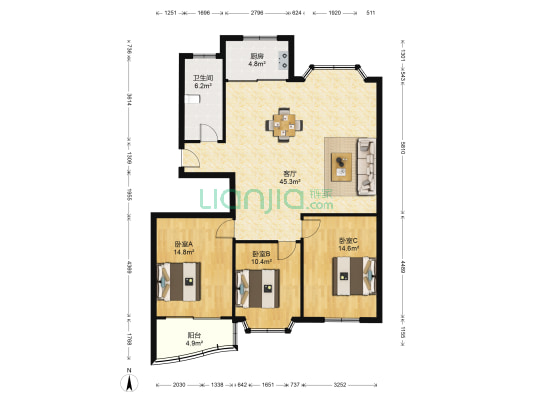 柯家塆山庄 3室1厅1卫 123平方