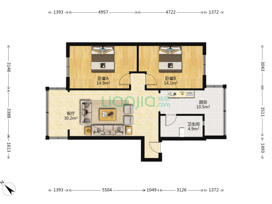 猛追湾街189号 2室1厅1卫 92平方