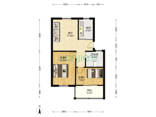 幸福花园(滨海县) 2室1厅1卫 67平方