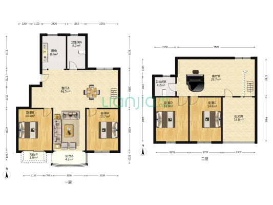 产山新村 4室2厅2卫 119平方