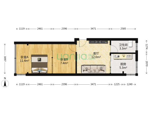 甘肃七建安装公司家属院（排洪南路） 2室1厅1卫 50平方