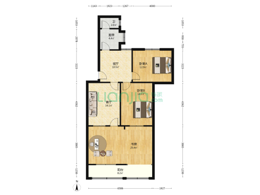 长沙理工大学天剑村职工住宅 3室2厅1卫 74平方