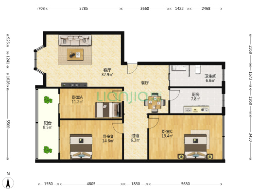 丰田农机家属院 3室1厅1卫 133平方