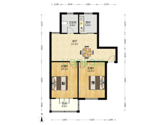 龙苑新村南区 2室1厅1卫 79平方