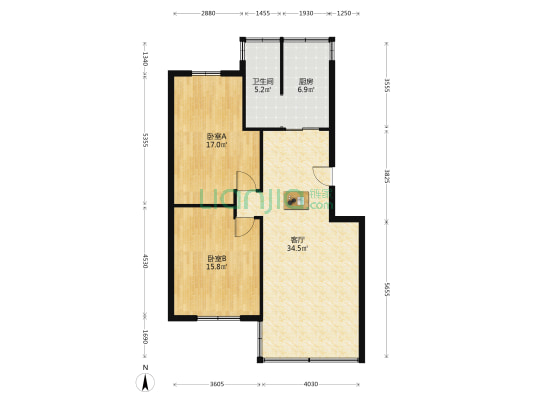 大桥装饰城小区 2室1厅1卫 97平方