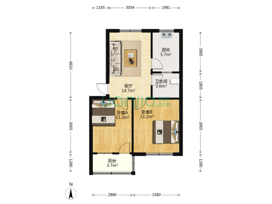 建材公司家属院 2室1厅1卫 65平方