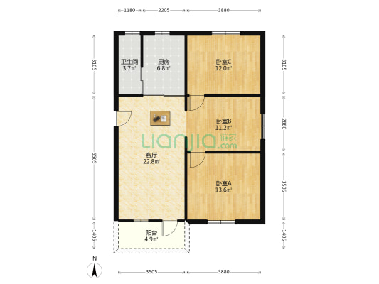 少年宫东路东二巷 3室1厅1卫 92平方