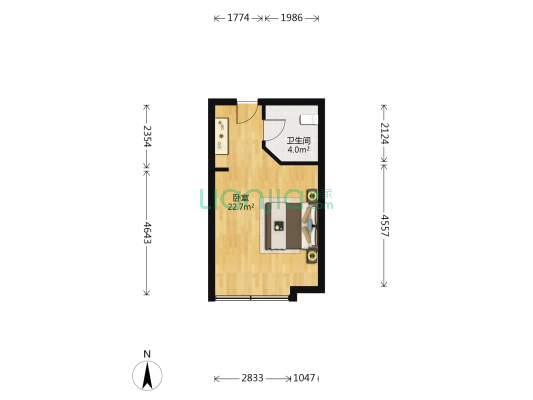 汇豪国际公寓 1室0厅1卫 39平方