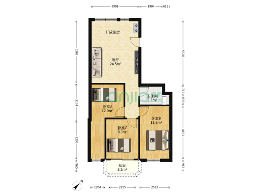 富贵花园 3室1厅1卫 84平方