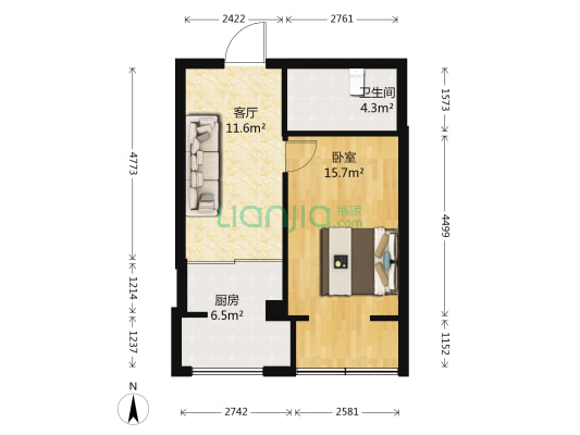 民丰家园 1室1厅1卫 50平方