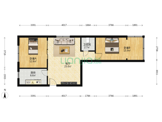 长青小区 2室1厅1卫 73平方
