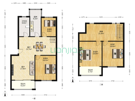 海韵花园 4室2厅1卫 143平方