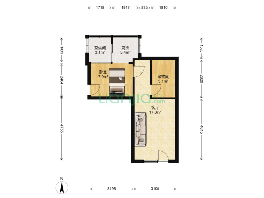 一汽43街区 1室1厅1卫 47平方