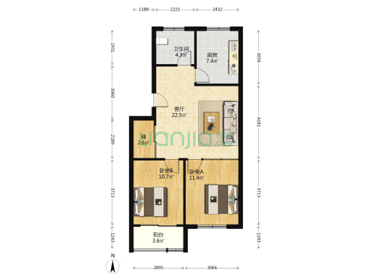 宏昌绿色家园 2室1厅1卫 79平方