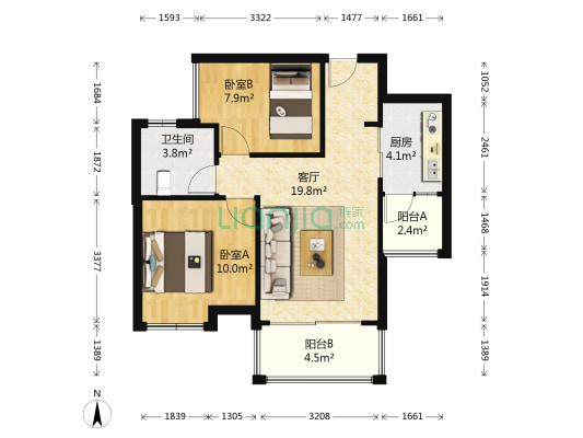 盛恒家园 2室1厅1卫 70平方