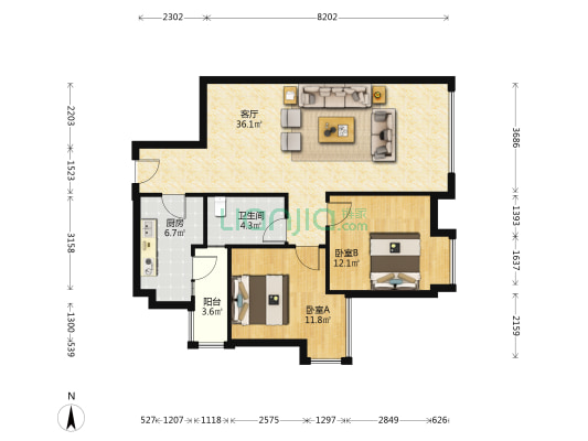 光华里花园 2室1厅1卫 94平方