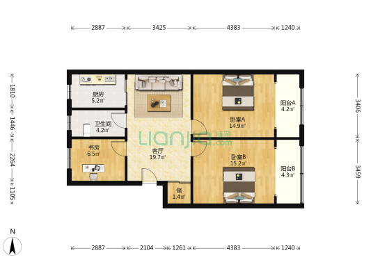 中坝北路 3室1厅1卫 92平方