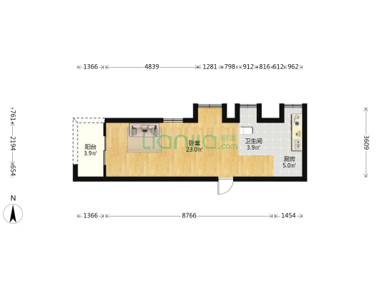 汇诚永安里 1室0厅1卫 41平方