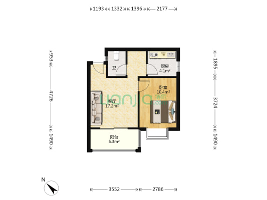 怡和新居 1室1厅1卫 47平方