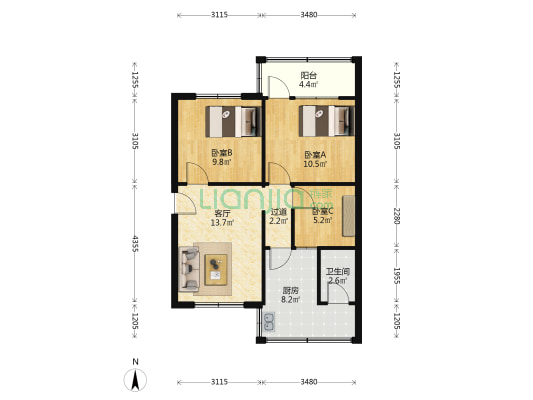紫瑞街一巷34号 3室1厅1卫 66平方