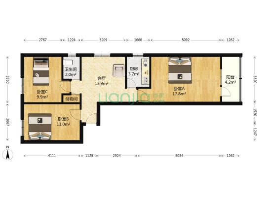 开阳里东巷24号院 3室1厅1卫 82平方