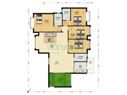 乐丰花园金豪轩 4室2厅3卫 170平方