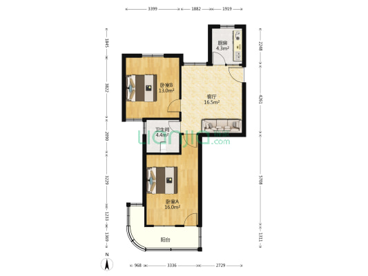 扬子新村 2室1厅1卫 73平方