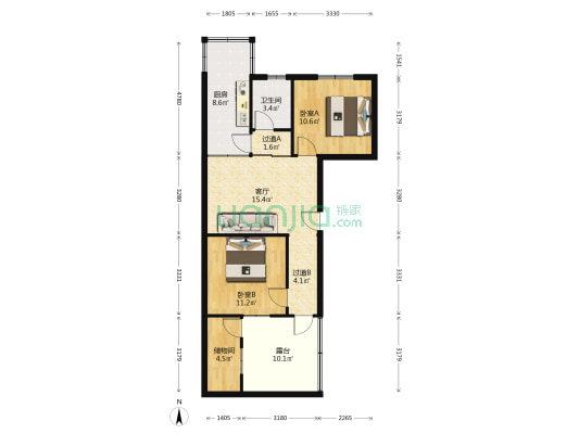 湖心南路101号 2室1厅1卫 80平方