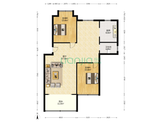 新电园 2室1厅1卫 162平方