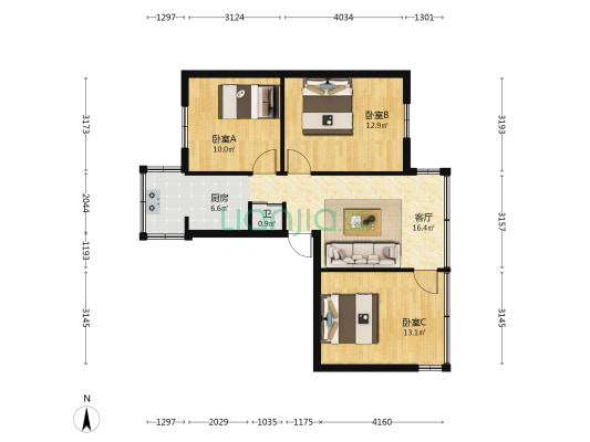 林钢新村34号院 3室1厅1卫 62平方