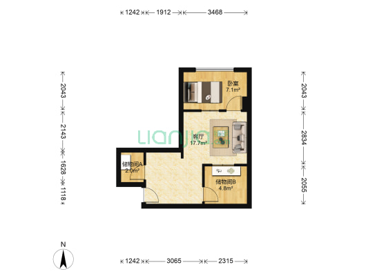 银河大厦 1室1厅0卫 45平方