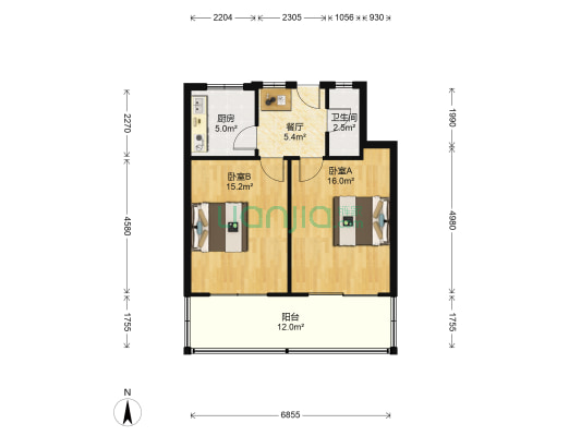 东沟路 2室1厅1卫 64平方