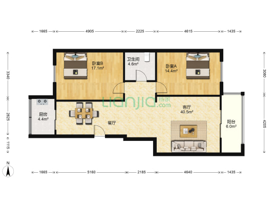西安建筑设计研究院家属院 2室1厅1卫 110平方