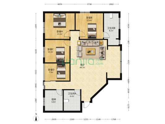 桂祥苑 4室1厅2卫 150平方