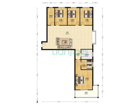 橄榄花园 5室1厅1卫 201平方