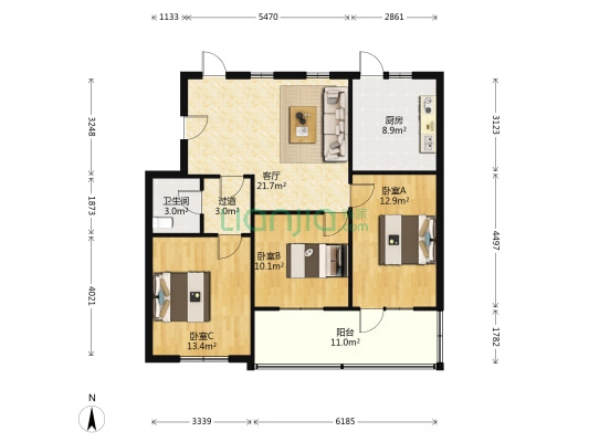 府东小区 3室1厅1卫 106平方