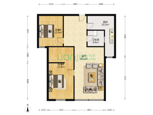 润丰拉菲庄园 2室1厅1卫 91平方