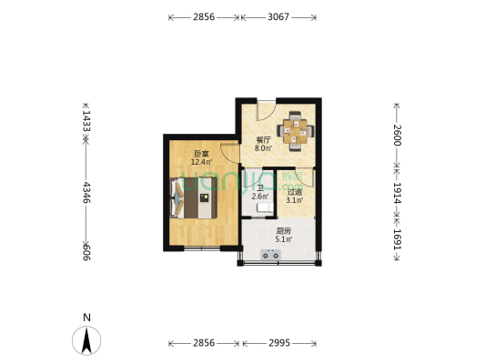 经八路14号院 1室1厅1卫 37平方