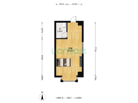 财富公寓 1室0厅1卫 41平方