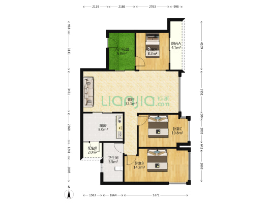 银湖山庄五期 3室1厅1卫 103平方