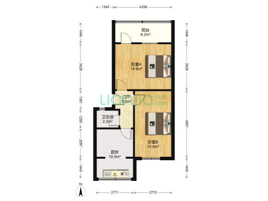 马鞍山25号 2室0厅1卫 57平方
