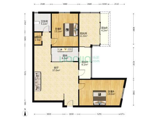 金阊大厦 2室1厅1卫 107平方