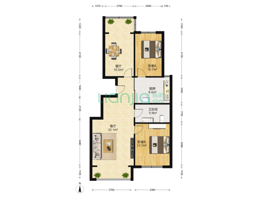 金碧伦小区 2室2厅1卫 190平方