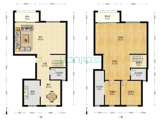 融创玖阙府南苑 3室2厅3卫 149平方